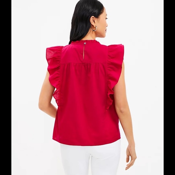 LOFT Pintucked Ruffle Shell - Picture 3 of 16